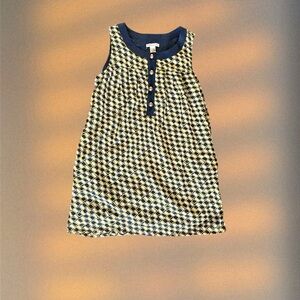 Girls Sleeveless Geometric Shift Dress - Navy & Yellow